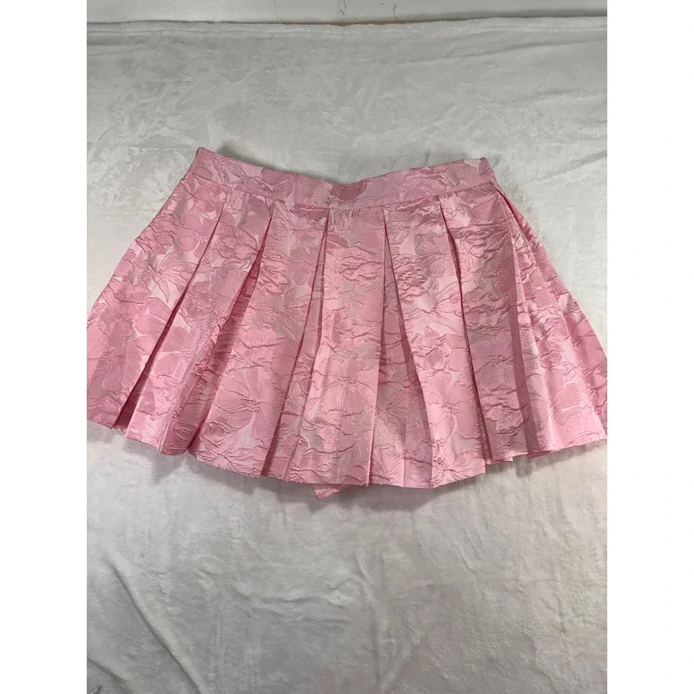 Altar'd State Pleated Floral Jacquard Skort XL Pink Mini Skirt Shorts Women